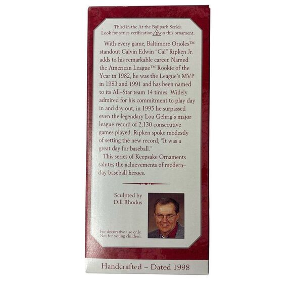 Cal Ripken Jr At The Ballpark Hallmark Baseball Ornament 1998 - Picture 2 of 4
